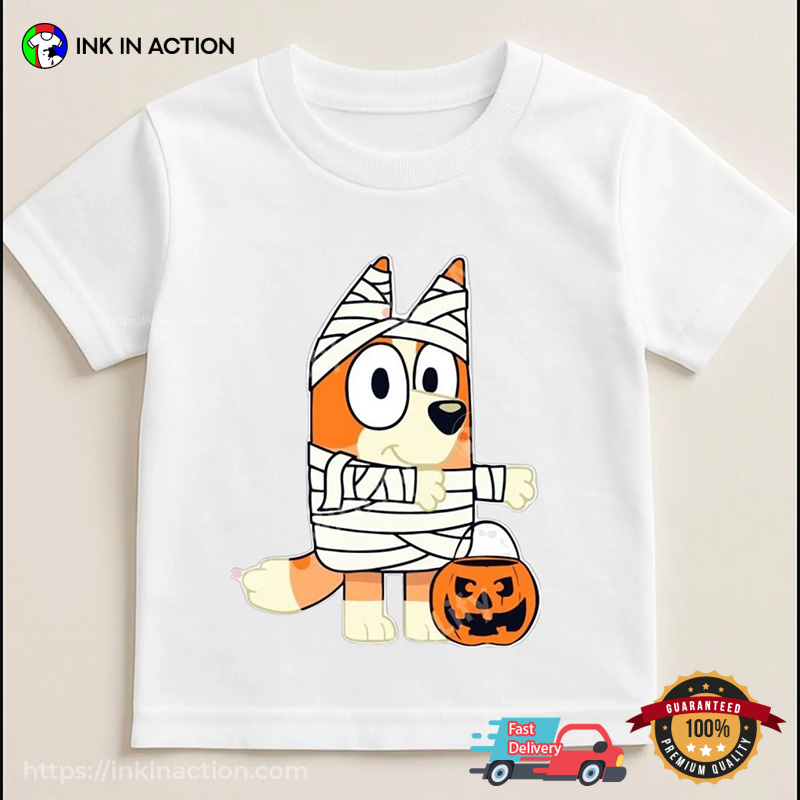 Mummy Bluey Halloween Vibes Tee Mummy Bluey Halloween Vibes Tee