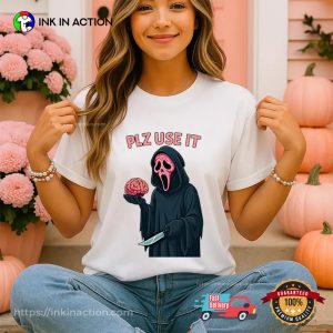 PLZ USE IT Funny Spooky Graphic T-shirt