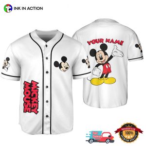Personalized Disney Cute Mickey Mouse White Baseball Jersey