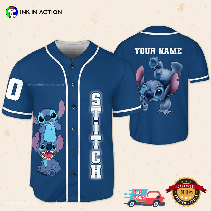 Personalized Disney Lilo And Stitch Stitch Blue Baseball Jersey Personalized Disney Lilo And Stitch Stitch Blue Baseball Jersey