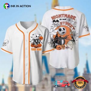 Personalized Jack Skellington Nightmare On Main Street Halloween Baseball Jersey