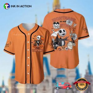Personalized Jack Skellington Nightmare On Main Street Halloween Baseball Jersey 3