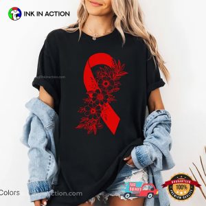 Red Ribbon Heart Disease Awareness Comfort Colors Shirt