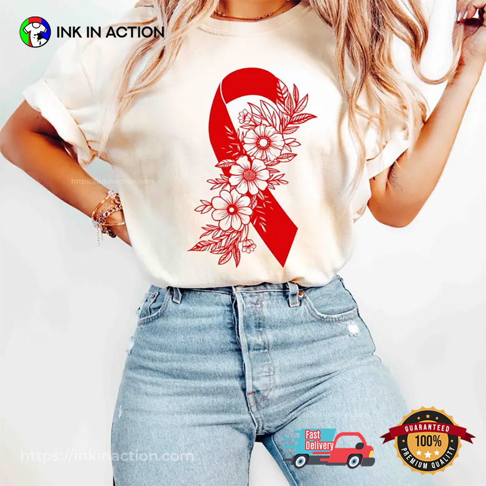 Red Ribbon Heart Disease Awareness Comfort Colors Shirt Red Ribbon Heart Disease Awareness Comfort Colors Shirt