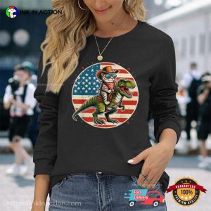 Retro Cowboy Cat Riding T-rex 4th Of July T-shirt Retro Cowboy Cat Riding T-rex 4th Of July T-shirt
