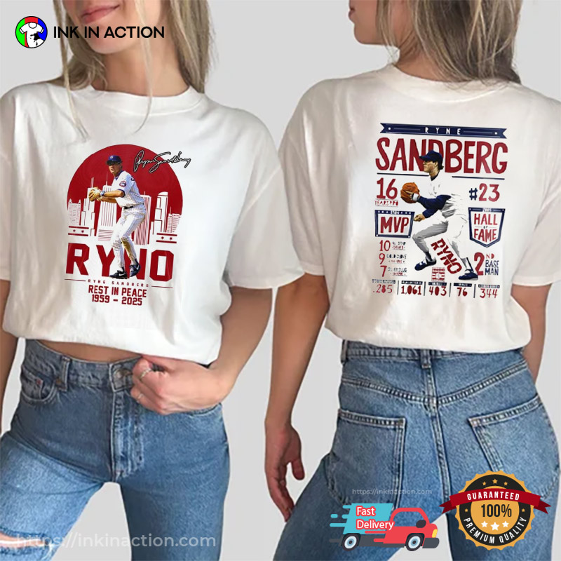 Ryno Ryne Sandberg Rest In Peace 2-sided T-shirt Ryno Ryne Sandberg Rest In Peace 2-sided T-shirt