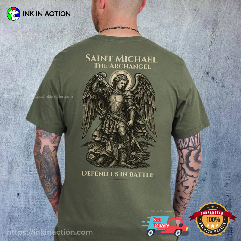 Saint Michael The Archangel Catholic Warrior Comfort Colors Tee