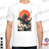 Samurai Cat Riding A Dinosaur Sunset Japanese Style T-shirt