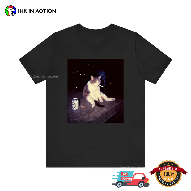 Smoking Cat Funny Cat Meme Tee Smoking Cat Funny Cat Meme Tee