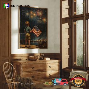 Vintage 4th Of July American Flag And Firework Poster 3