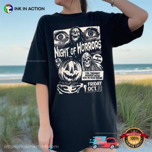 Vintage 90s Night Of Horrors pumpkin skeleton Comfort Colors T shirt 2