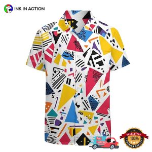 90s Colors Pattern Button Hawaiian Shirt