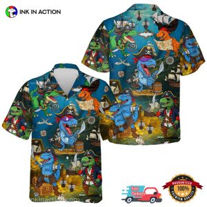 Adventure T-Rex Pirate Dinosaur Hawaiian Shirt Adventure T-Rex Pirate Dinosaur Hawaiian Shirt