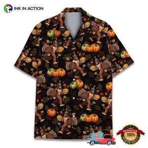 Bigfoot Thanksgiving Turkey Fall Season Hawaiian Shirt 3