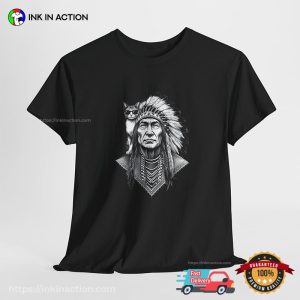 Boho Cat Native American Chief Shirt