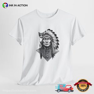 Boho Cat Native American Chief Shirt 3