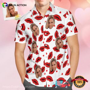 Custom Face Red Lips Hawaiian Shirt