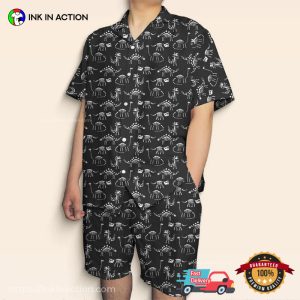 Dinosaur Skeleton Black Hawaiian Shirt Dinosaur Skeleton Black Hawaiian Shirt
