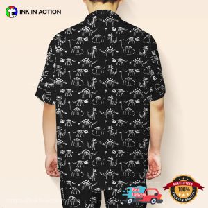 Dinosaur Skeleton Black Hawaiian Shirt