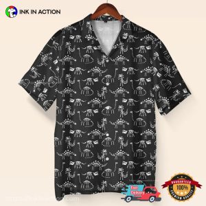 Dinosaur Skeleton Black Hawaiian Shirt 3