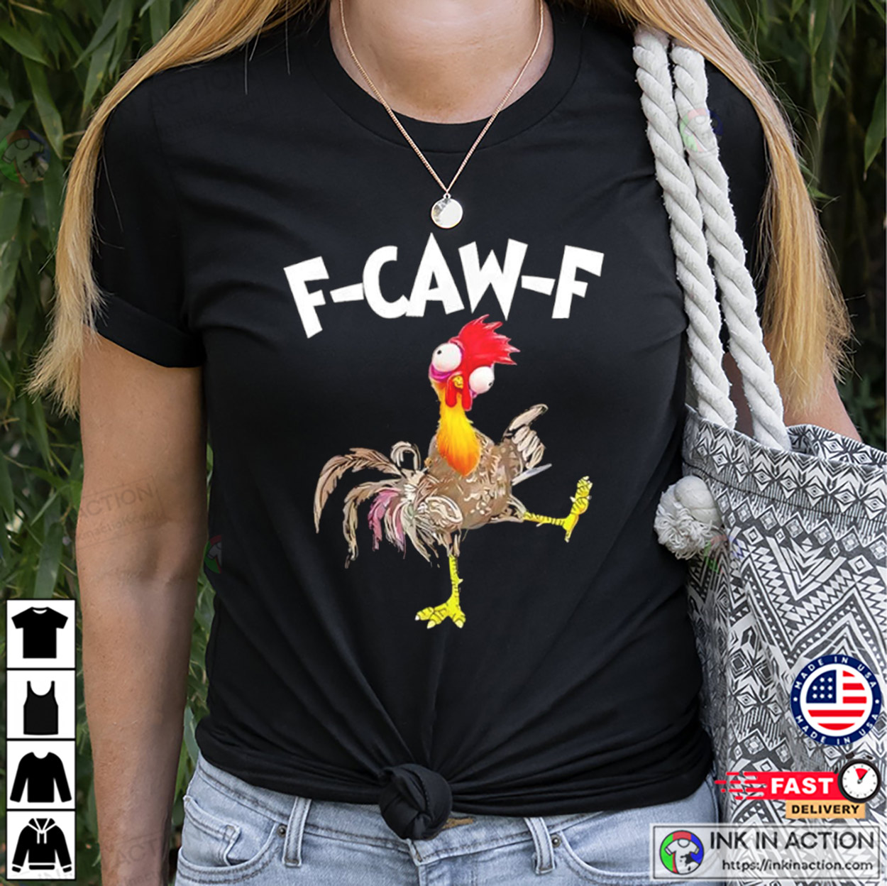 F-Caw-F Crazy Chicken Funny Tee F-Caw-F Crazy Chicken Funny Tee