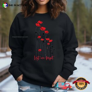 Floral Lest We Forget, Remembrance Day Poppy T-shirt