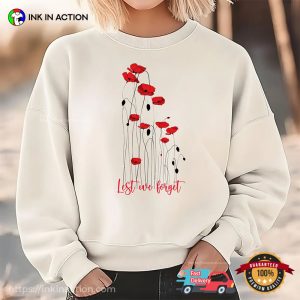 Floral Lest We Forget, Remembrance Day Poppy T-shirt