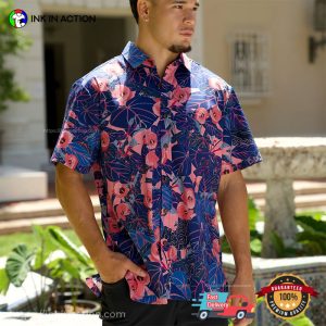 Flowering Hau Pink And Blue Aloha Shirt