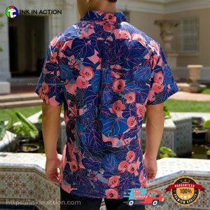 Flowering Hau Pink And Blue Aloha Shirt