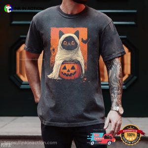 Halloween Black Cat Ghost Comfort Colors T-shirt