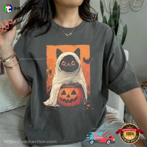 Halloween Black Cat Ghost Comfort Colors T shirt 3