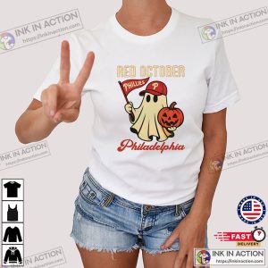 Halloween Ghost Red October Philadelphia Phillies 2025 T-shirt Halloween Ghost Red October Philadelphia Phillies 2025 T-shirt