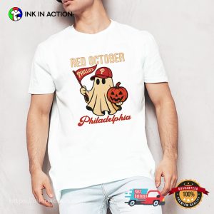 Halloween Ghost Red October Philadelphia Phillies 2025 T-shirt