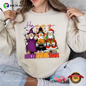 Happy HalloThanksMas Silly Goose Funny Fall Season T shirt 2