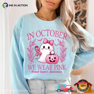 In October We Wear Pink Ghost Halloween Comfort Colors Tee