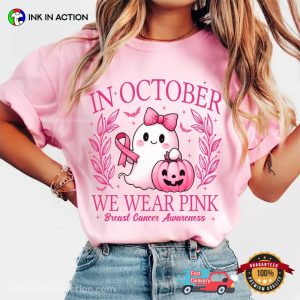 In October We Wear Pink Ghost Halloween Comfort Colors Tee In October We Wear Pink Ghost Halloween Comfort Colors Tee