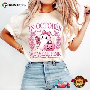 In October We Wear Pink Ghost Halloween Comfort Colors Tee 3