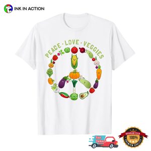 Peace Love Veggie, Vegan Life T shirt 1