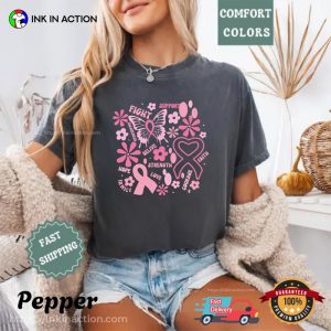 Pink Ribbon Breast Cancer Awareness Comfort Colors Tee 1