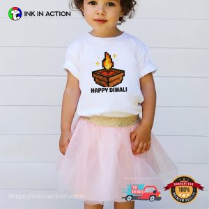 Pixel Minecraft Candle Happy Diwali T-shirt