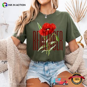 Poppy Remember Fallen Heroes, Remembrance Day Comfort Colors Tee