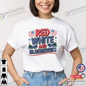 Red White And Blueberries American Flag T-shirt