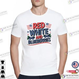 Red White And Blueberries American Flag T shirt 3