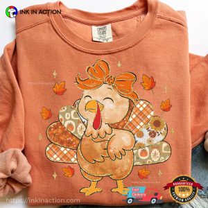 Retro Thanksgiving Turkey Girl Coquette Comfort Colors T-shirt