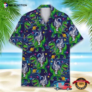 Space Astronaut Riding Dinosaur Hawaiian Shirt 2