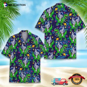 Space Astronaut Riding Dinosaur Hawaiian Shirt Space Astronaut Riding Dinosaur Hawaiian Shirt
