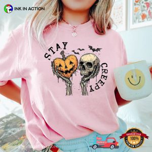 Stay Creepy Halloween Skull And Pumpkin Comfort Colors T-shirt