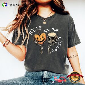 Stay Creepy Halloween Skull And Pumpkin Comfort Colors T shirt 3