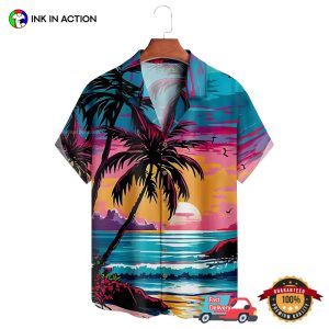 Summer Beach Sunset Art Aloha Shirt No. 1