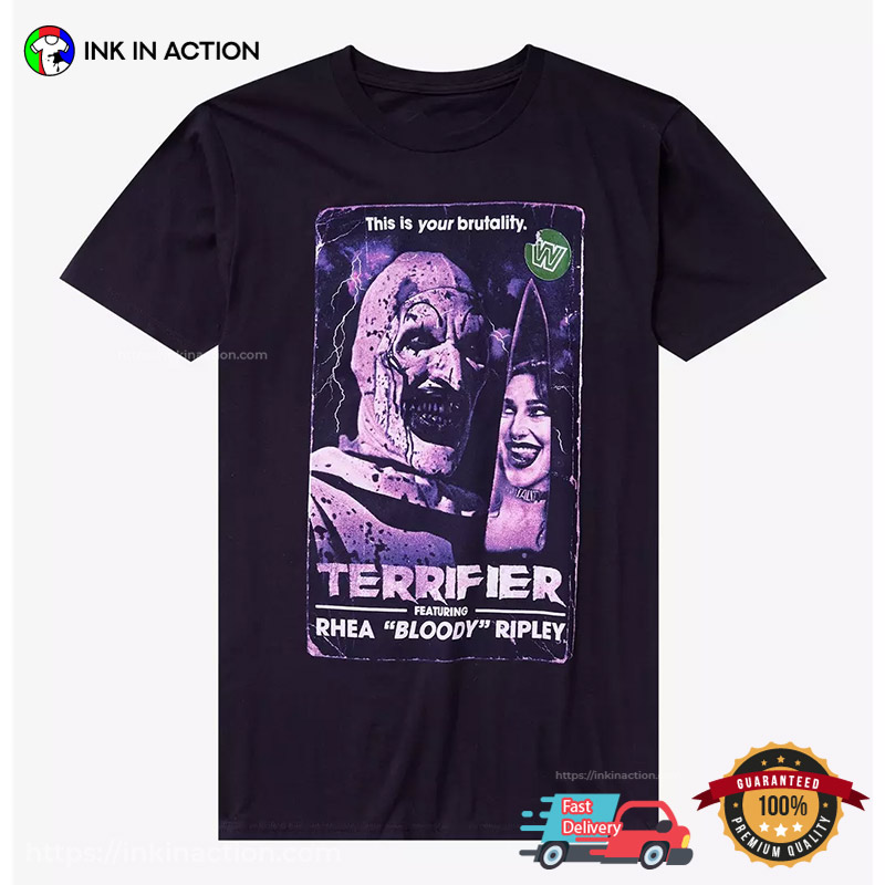 Terrifier X Rhea Bloody Ripley Horror Battle T-shirt Terrifier X Rhea Bloody Ripley Horror Battle T-shirt